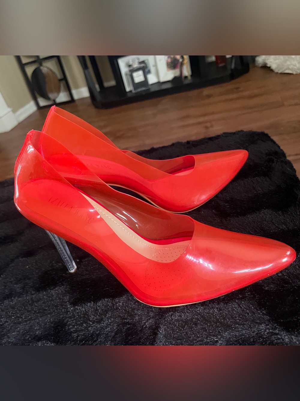 Red PVC Pointed-Toe Pumps - Women